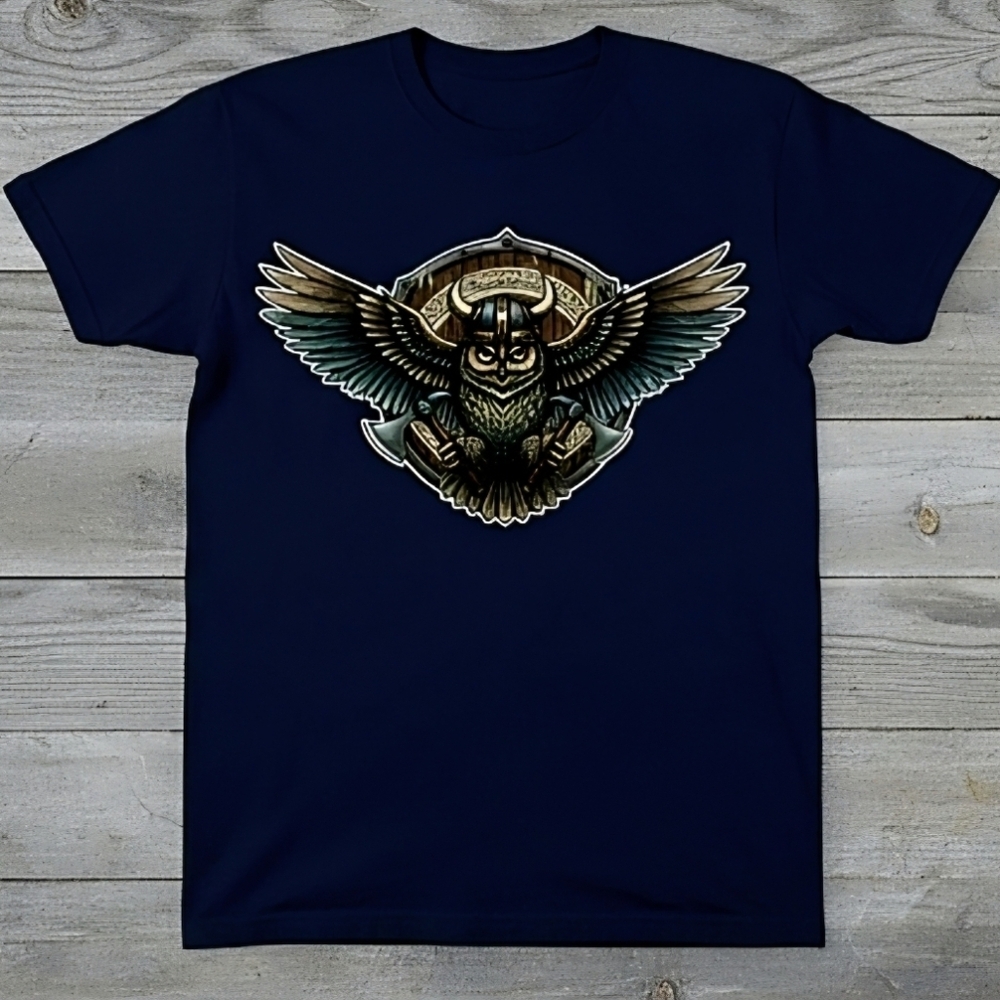 Viking Owl Graphic Tee | Norse Mythology Shirt | Nordic Warrior Owl Top - Picture 8 of 10